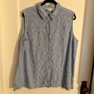 Victoria Jones Light Blue Embroidered Blouse